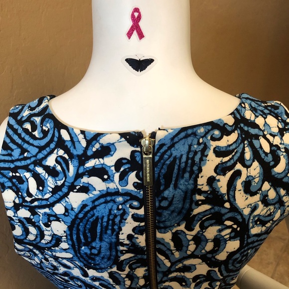 Michael Kors Sexy Paisley Pattern Dress Blue/white/black Size 4 - Picture 10 of 13